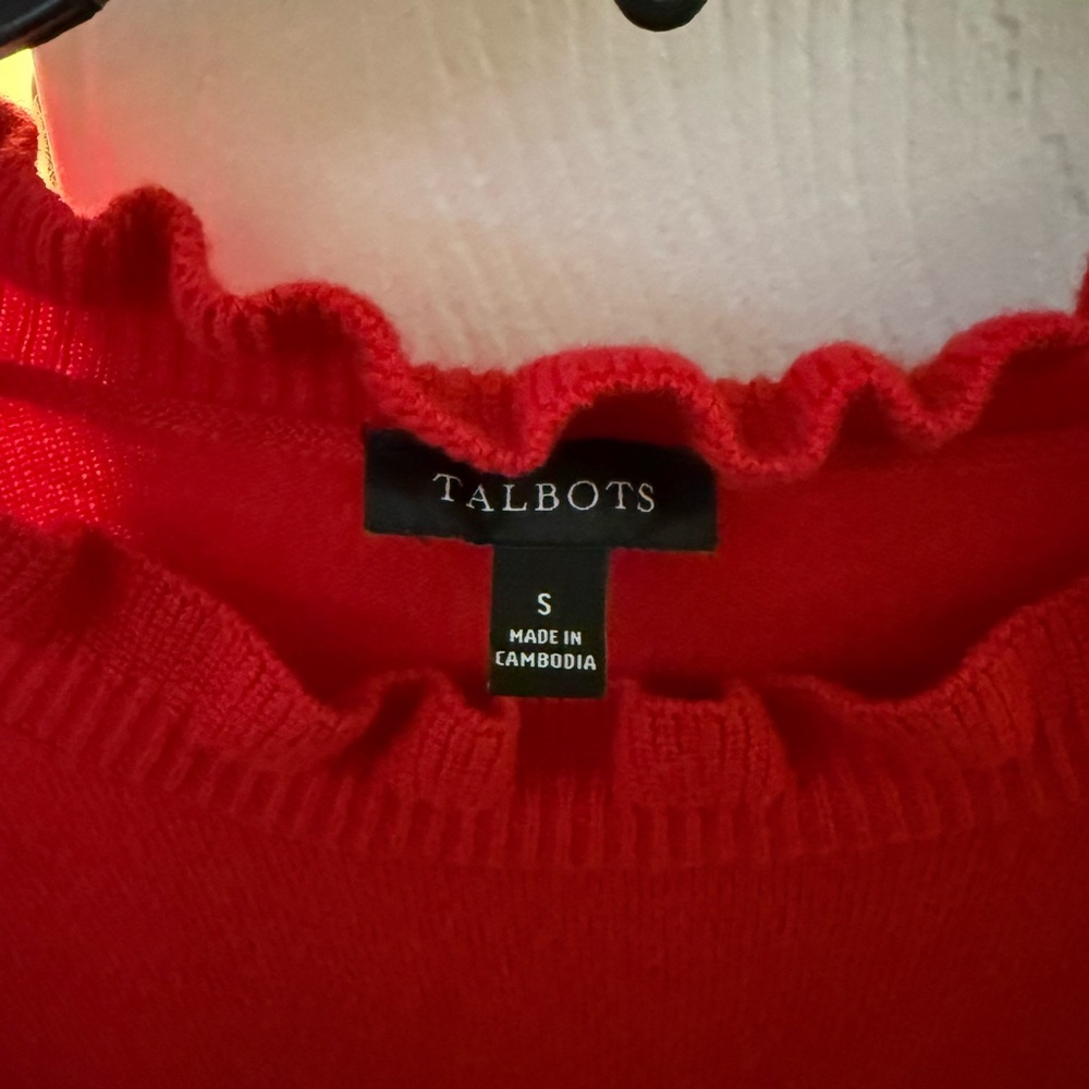 Talbots Vibrant Red Ruffle Sweater - Picture 4 of 5